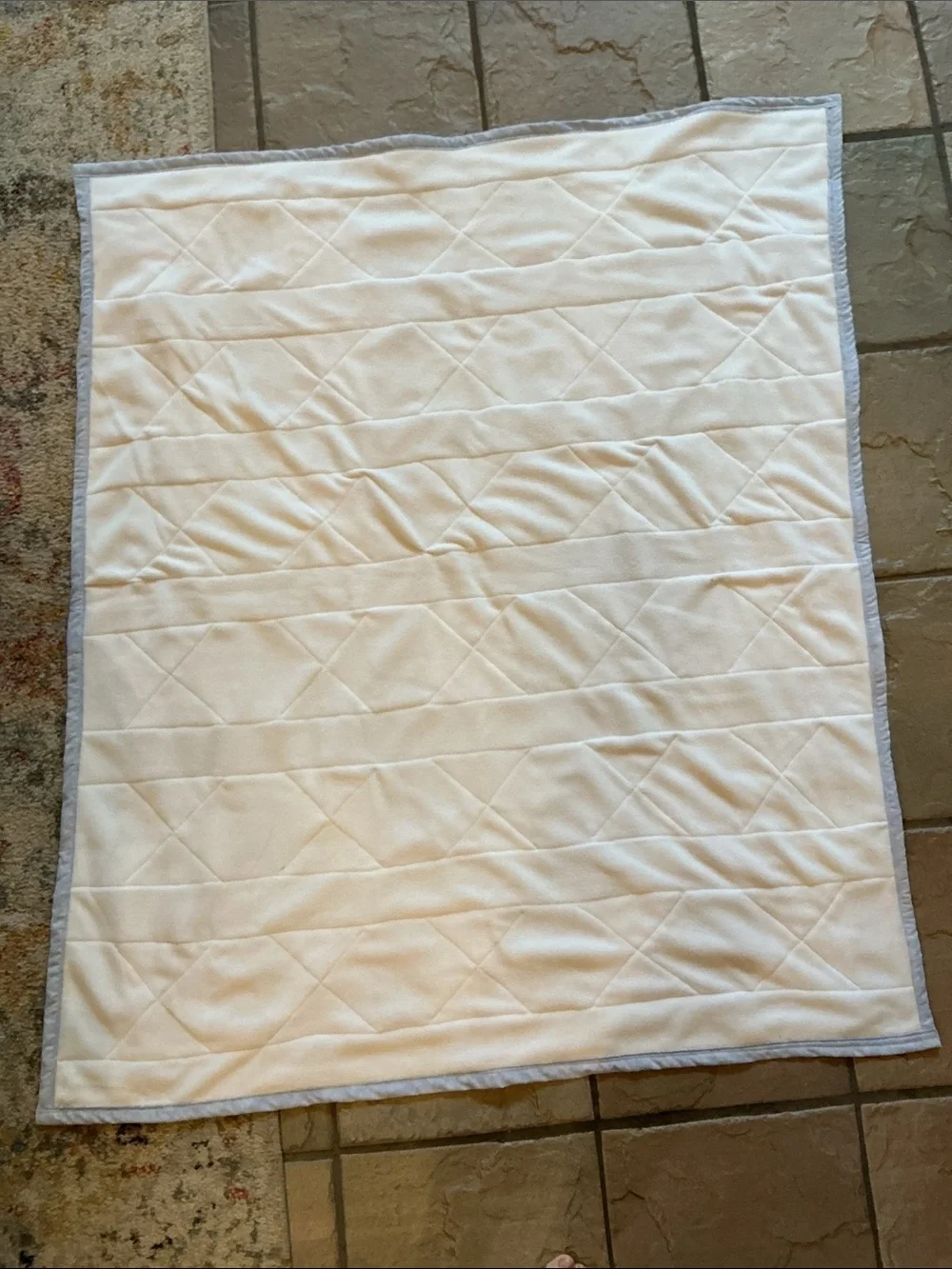 Handmade Light Blue Patchwork Quilt - Soft Floral & Stripe Design